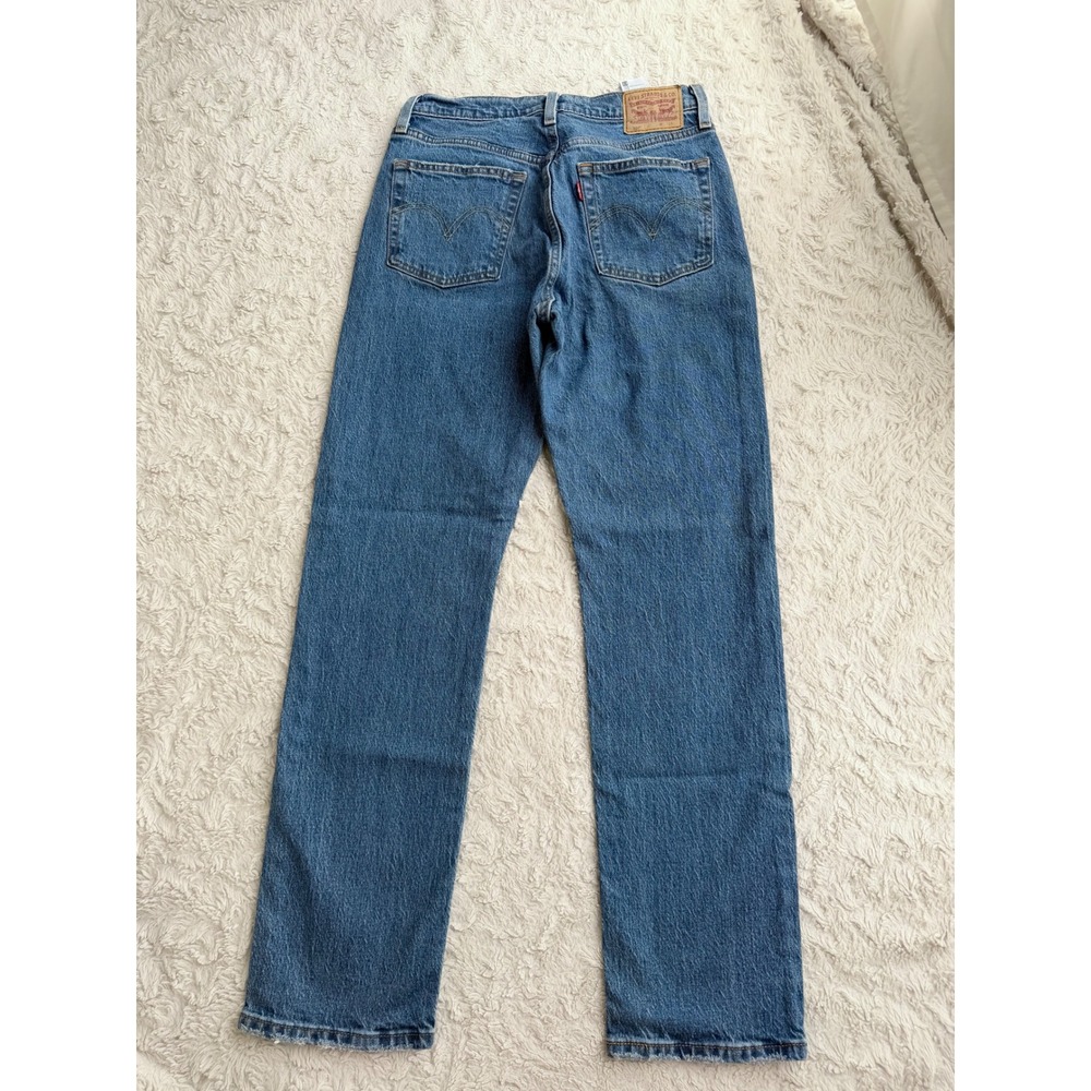 Levis 501 Original Fit Jeans Straight Leg Worn In Medium Indigo Wash Womens 27 - Picture 10 of 13
